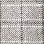 Wool broadloom carpet swatch in houndstooth plaid in shades of gray and white.