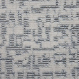 Wool-polyester broadloom carpet swatch in an impressionistic repeating pattern of white on a silver field.