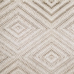 Wool broadloom carpet swatch woven in a dimensional diamond print in cream.