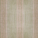 Linen broadloom carpet swatch in a woven stripe pattern in light green and sand.
