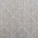 Wool broadloom carpet swatch in a repeating diamond check pattern in mottled cream and white.