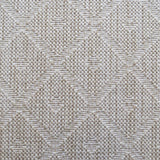 Wool broadloom carpet swatch in a repeating diamond check pattern in mottled cream and white.