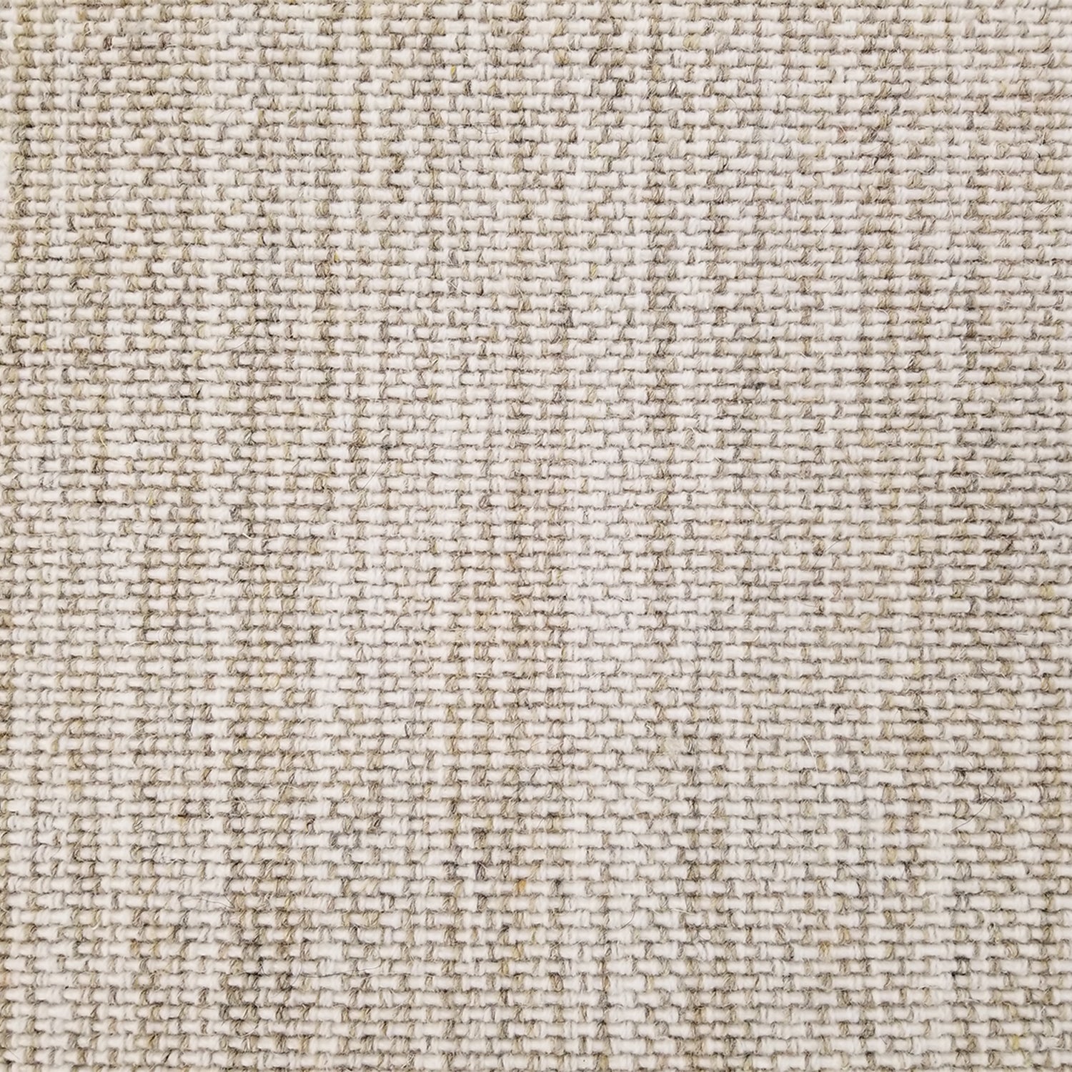 Wool broadloom carpet swatch in a checked woven pattern in cream and brown.