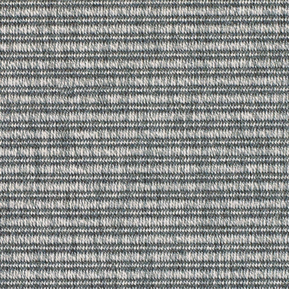 Outdoor broadloom carpet swatch in a dotted stripe pattern in navy on a mottled blue-gray field.