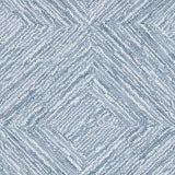 Wool broadloom carpet swatch in a dense diamond check in shades of blue and cream.