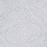 Wool broadloom carpet swatch in a dense diamond check in shades of light gray and white.