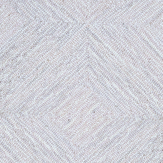 Wool broadloom carpet swatch in a dense diamond check in shades of light gray and white.