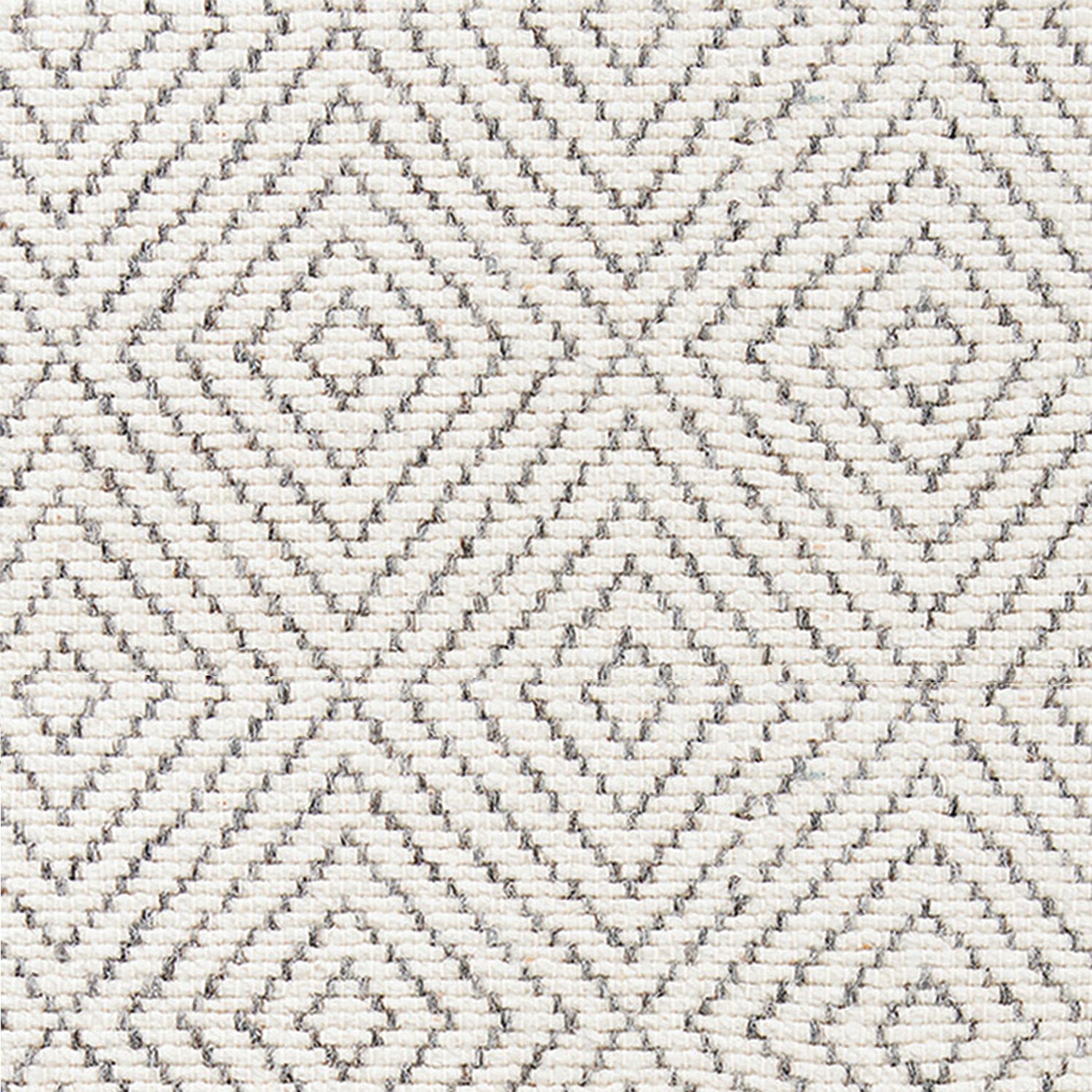 Wool broadloom carpet swatch in a graduated diamond print in dark gray on a cream field.