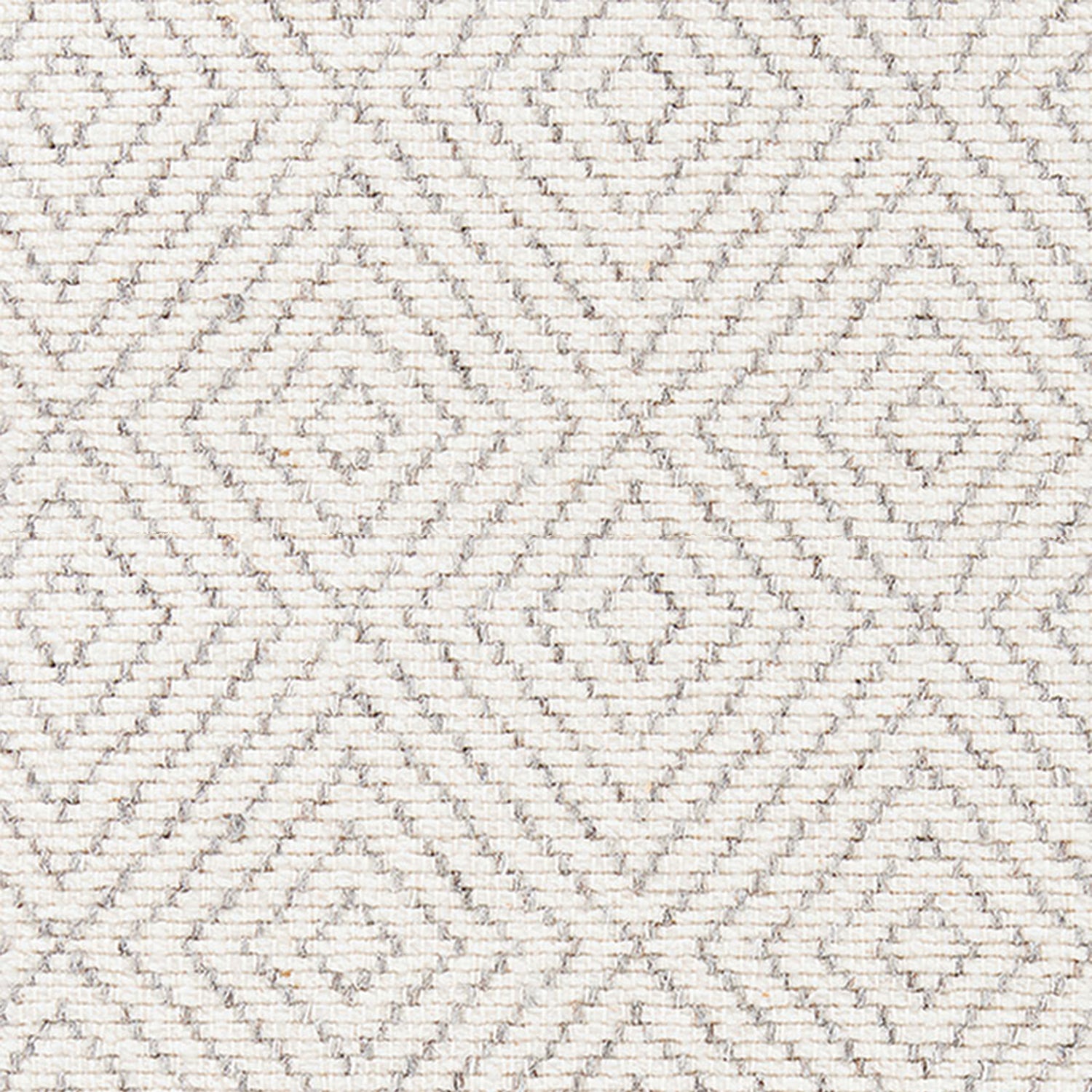 Wool broadloom carpet swatch in a graduated diamond print in light gray on a cream field.