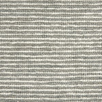 Wool broadloom carpet swatch in a striped steel and cream weave pattern.