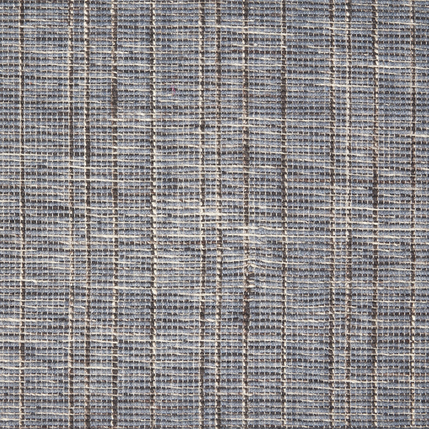 Wool-nylon broadloom carpet swatch in a textured plaid weave in blue and brown.