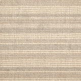 Wool broadloom carpet swatch in a ribbed stripe weave in cream and tan.
