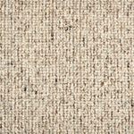 Wool broadloom carpet swatch in a textured high-pile weave in mottled cream.