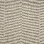 Wool-blend broadloom carpet swatch in a flat herringbone weave in cream and brown.