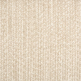 Outdoor broadloom carpet swatch in a chunky ribbed weave in mottled cream and tan.