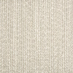 Outdoor broadloom carpet swatch in a chunky ribbed weave in mottled cream and silver.