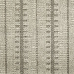 Wool broadloom carpet swatch in a ticked stripe weave in gray and cream.