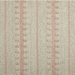 Wool broadloom carpet swatch in a ticked stripe weave in light pink and cream.