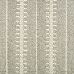 Wool broadloom carpet swatch in a ticked stripe weave in gray and cream.