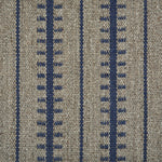 Wool broadloom carpet swatch in a ticked stripe weave in navy and brown.