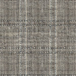 Wool-blend broadloom carpet swatch in a plaid tweed weave in silver and gray.
