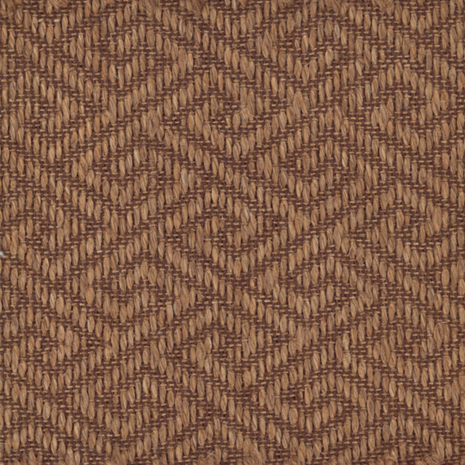 Sisal broadloom carpet swatch in a dimensional geometric weave in shades of brown.