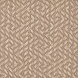 Sisal broadloom carpet swatch in a dimensional geometric weave in sable and beige.