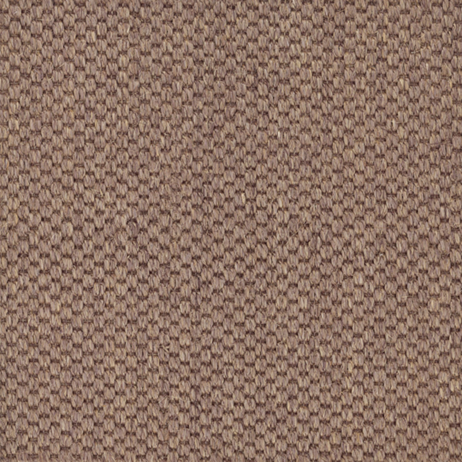 Sisal broadloom carpet swatch in a chunky grid weave in dark mauve and brown.