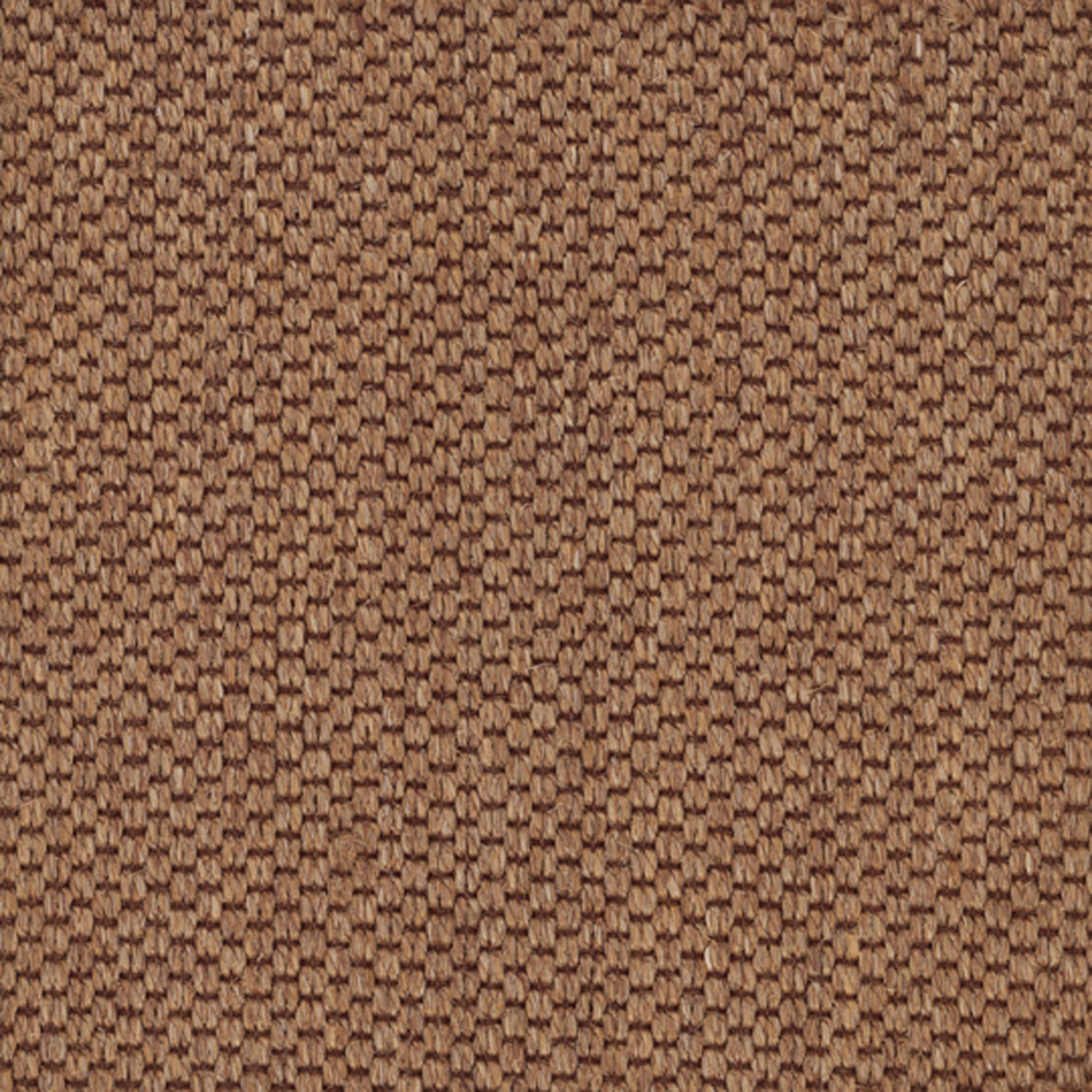 Sisal broadloom carpet swatch in a chunky grid weave in brown and dark brown.