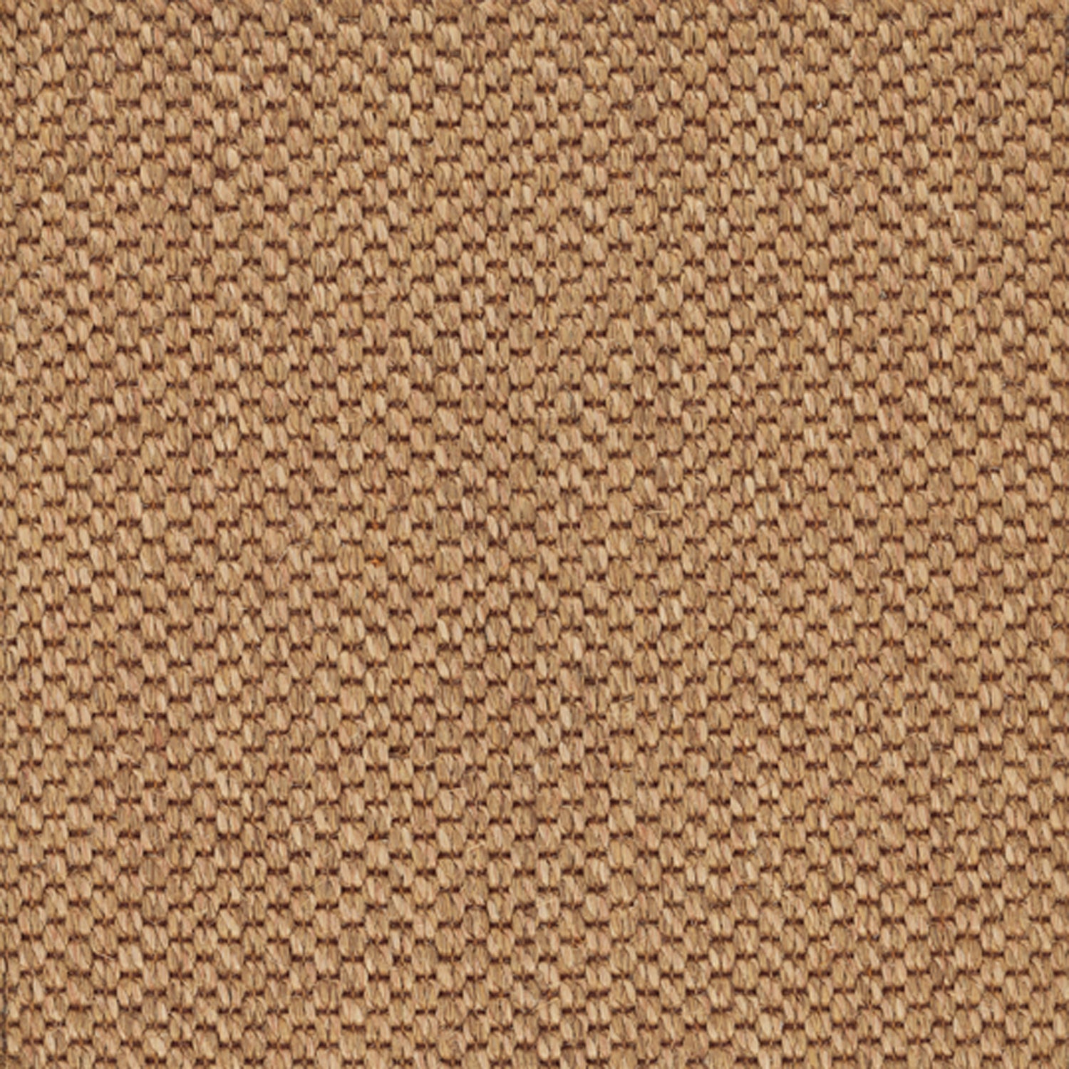 Sisal broadloom carpet swatch in a chunky grid weave in tan and dark brown.