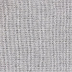 Wool-blend broadloom carpet swatch in a looped weave in silver.