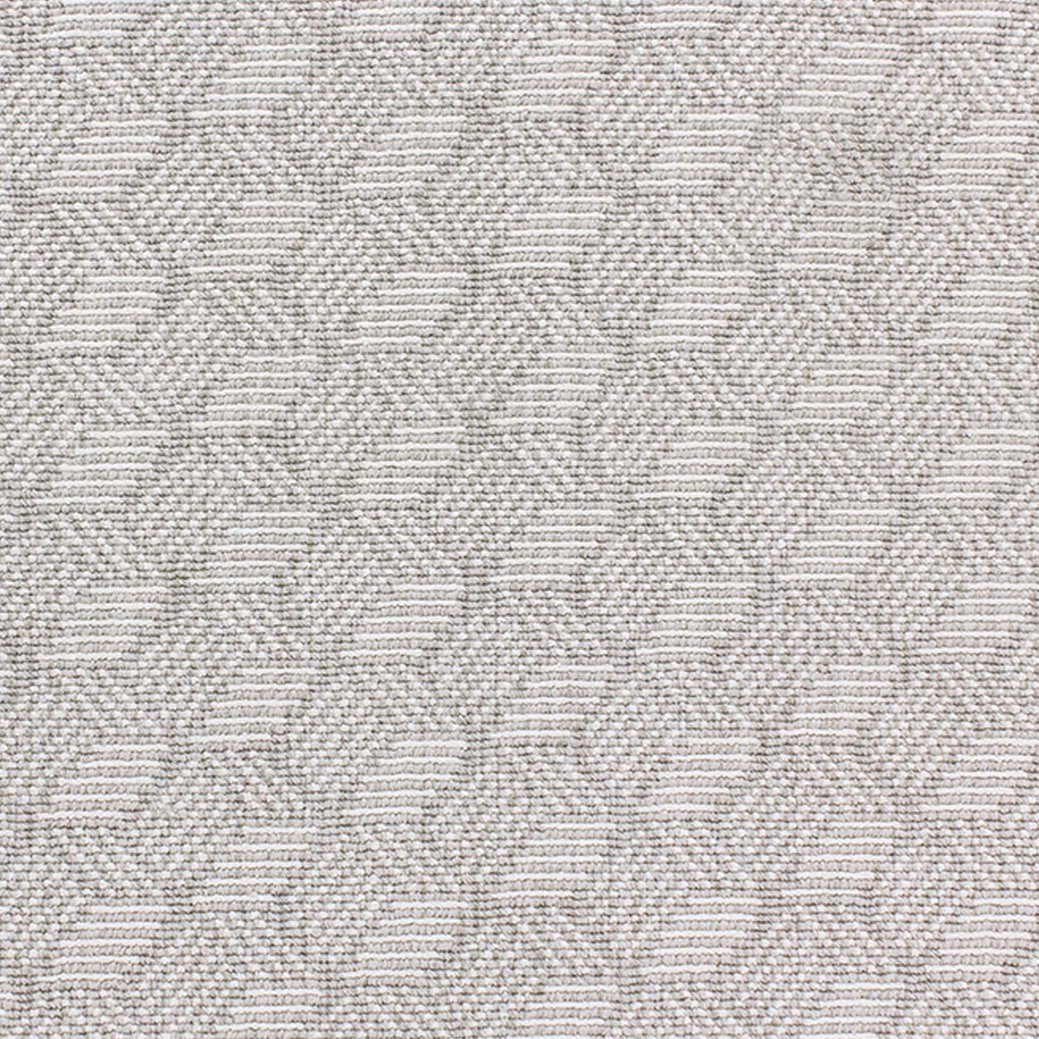 Wool-blend broadloom carpet swatch in a small-scale linear geometric pattern in white and light gray.