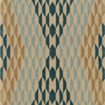 Close up detail of Ridder Diamond featuring a repeating graphic diamond motif made from smaller trapezoid shapes in light blue, teal, tan and ivory.