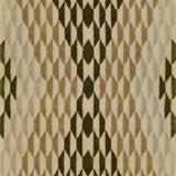 Close up detail of Ridder Diamond featuring a repeating graphic diamond motif made from smaller trapezoid shapes in pale green, sage, olive and ivory.