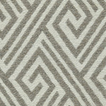 Wool-blend broadloom carpet swatch in an interlocking linear diamond pattern in cream and brown.