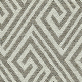 Wool-blend broadloom carpet swatch in an interlocking linear diamond pattern in cream and brown.