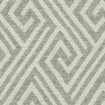 Wool-blend broadloom carpet swatch in an interlocking linear diamond pattern in cream and silver.