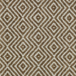 Wool broadloom carpet swatch in a diamond lattice weave in mottled brown and cream.