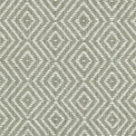 Wool broadloom carpet swatch in a diamond lattice weave in dove gray and white.