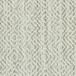 Wool broadloom carpet swatch in a diamond lattice weave in mottled silver, tan and white.