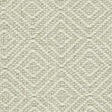 Wool broadloom carpet swatch in a chunky diamond lattice weave in cream.