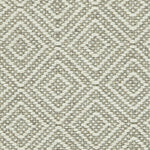 Wool broadloom carpet swatch in a chunky diamond lattice weave in cream and brown.