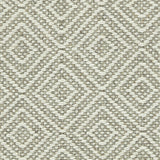 Wool broadloom carpet swatch in a chunky diamond lattice weave in cream and brown.
