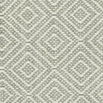 Wool broadloom carpet swatch in a chunky diamond lattice weave in cream and silver.