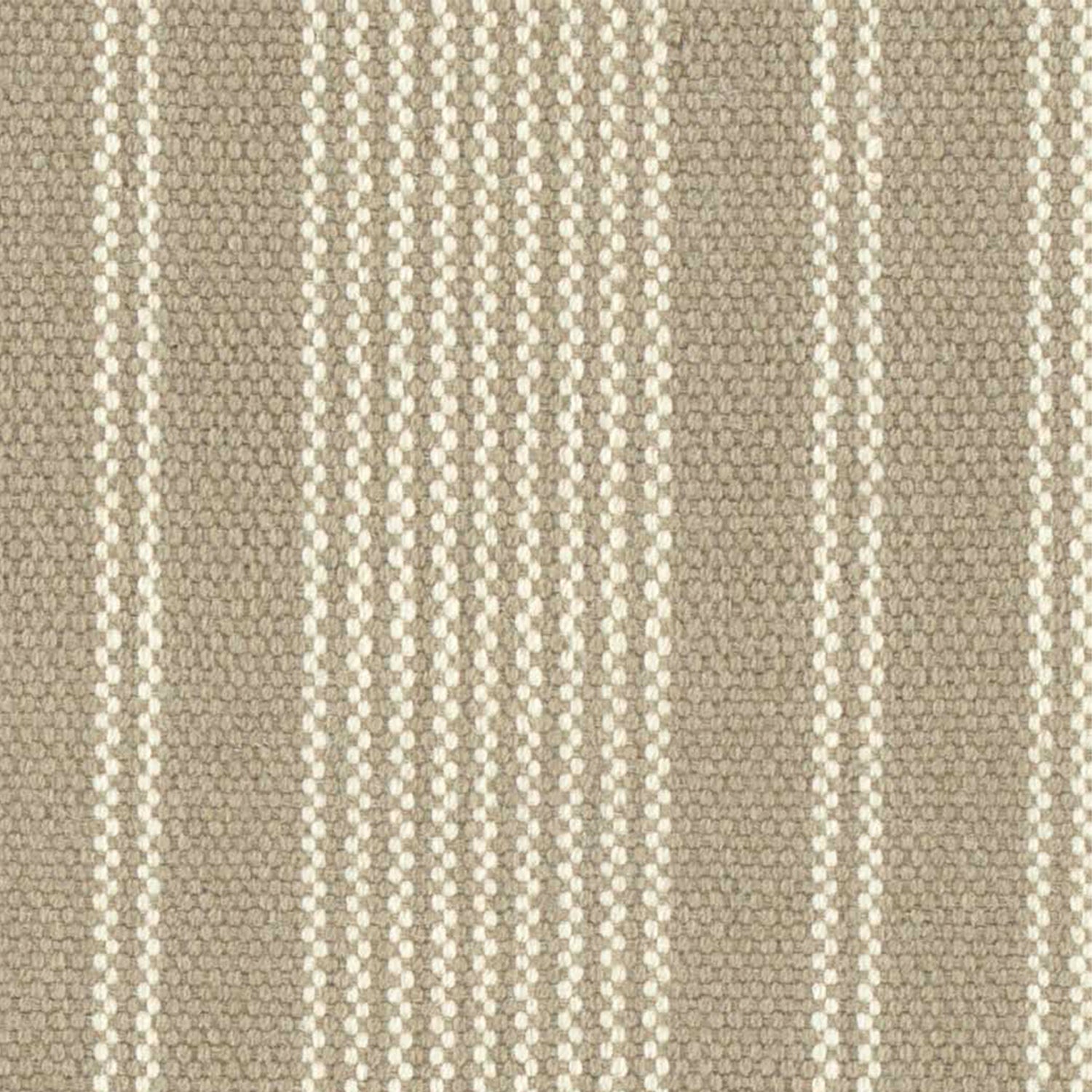 Wool broadloom carpet swatch in a variegated stripe weave in cream and brown.