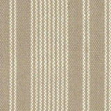 Wool broadloom carpet swatch in a variegated stripe weave in cream and brown.