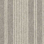 Wool broadloom carpet swatch in a variegated stripe weave in cream and gray.