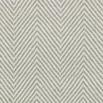 Wool broadloom carpet swatch in a herringbone weave in silver and white.
