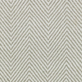Wool broadloom carpet swatch in a herringbone weave in silver and white.