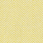 Wool broadloom carpet swatch in a herringbone weave in yellow and white.